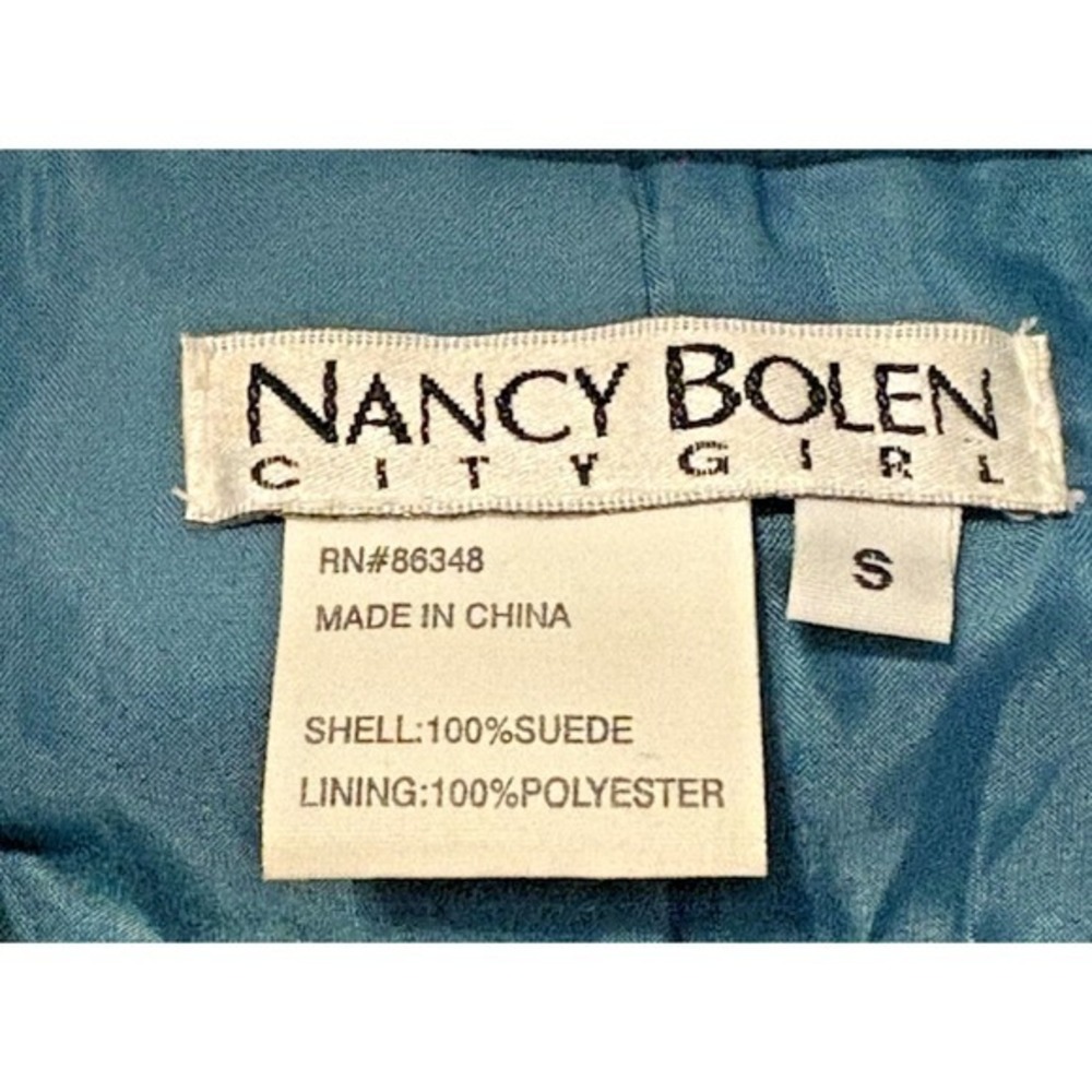 Nancy Bolen City Girl Teal‎ Suede Leather Blazer Jacket Women Size S - Picture 5 of 8